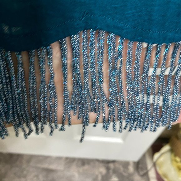 New Copper Key Semi sheer Pullover-Beaded Bottom-Sz Lg - Picture 6 of 11